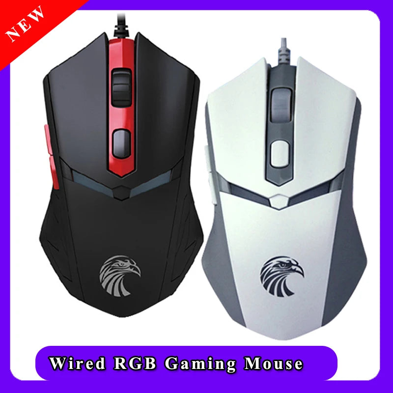 Mouse Gamer com Fio USB Recarregável Silencioso com Iluminação RGB