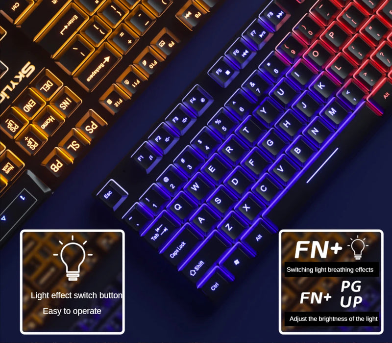 Kit 4 em 1 para Gamers: Teclado com Fio, Mouse, Headset e Mousepad, todos com Iluminação RGB