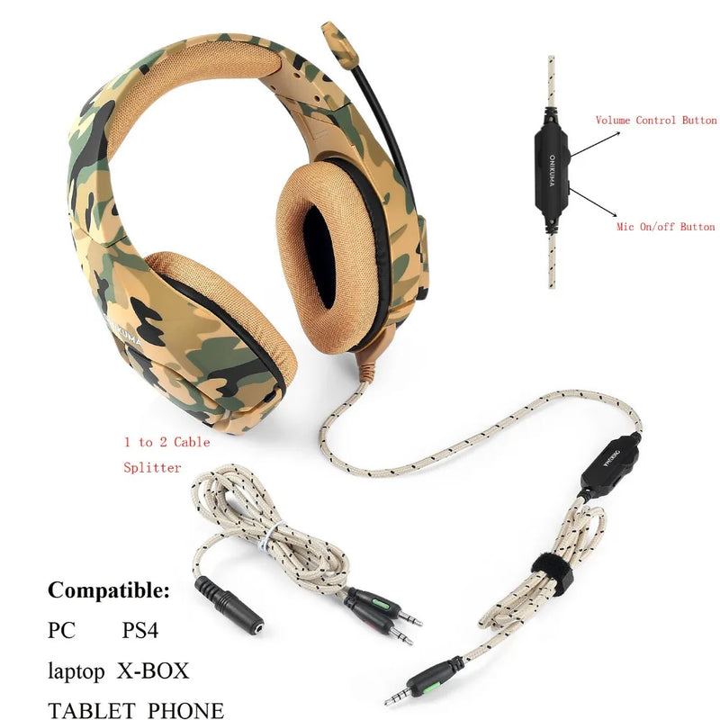 ONIKUMA K1 Headset Gamer Camuflado 3.5mm