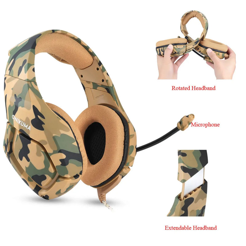 ONIKUMA K1 Headset Gamer Camuflado 3.5mm