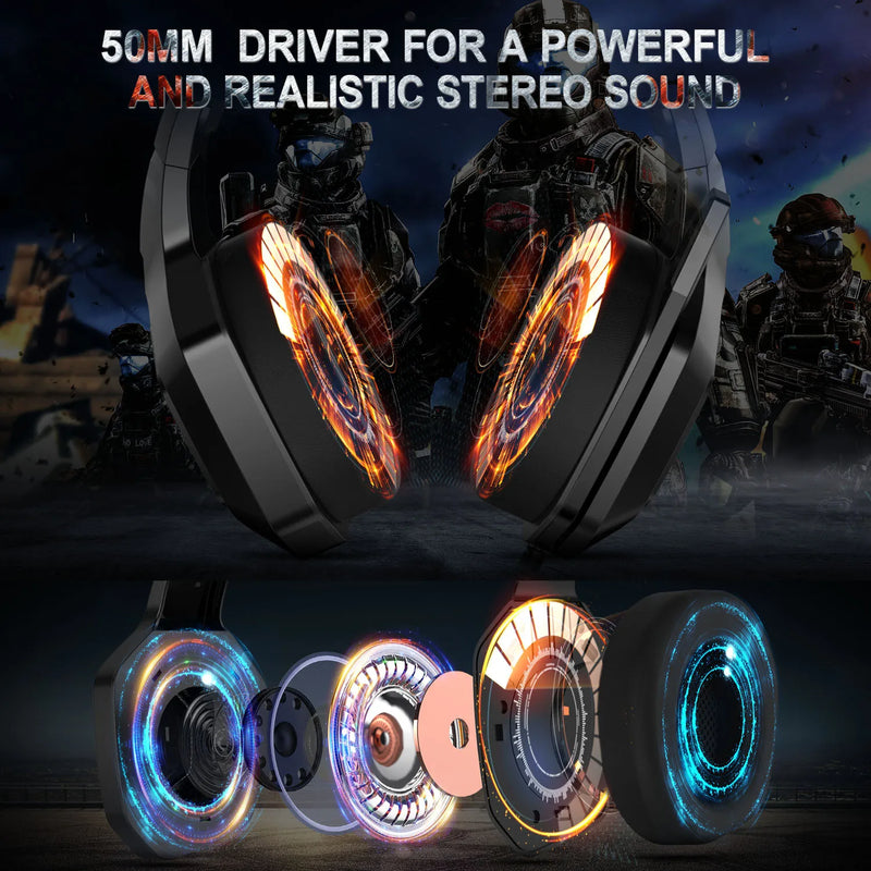 ONIKUMA K10 Headset Gamer Profissional Som Surround RGB Microfone 3.5MM com Fio para CS
, PC, XBOX, PS4.