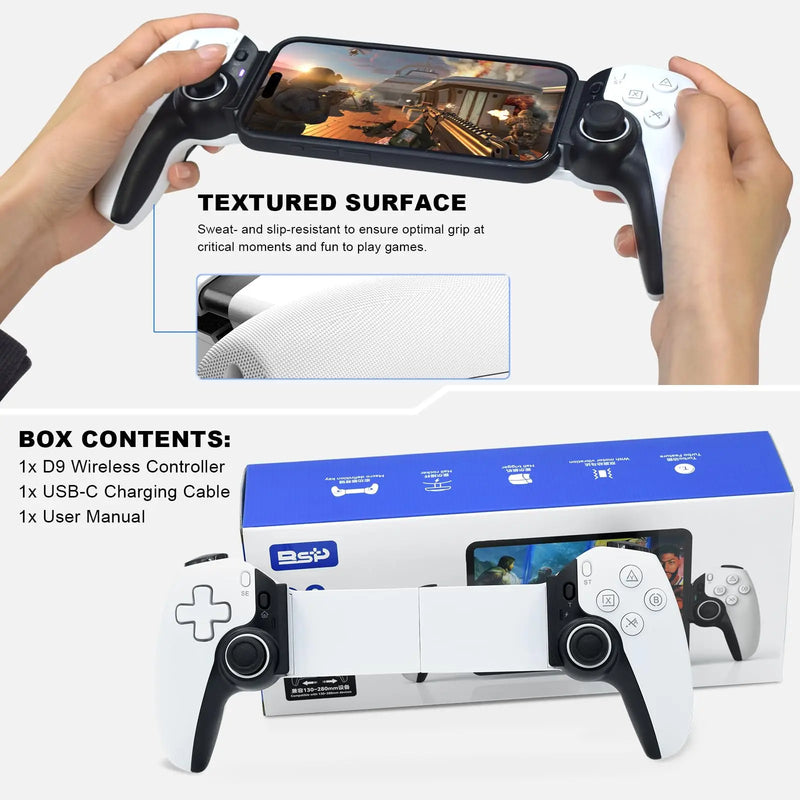 Novo Controle de Jogo Móvel D9 - Sem Fio Bluetooth para PC, Tablet, Switch, PS3 e PS4 com Controle Somatossensorial Dual Hall