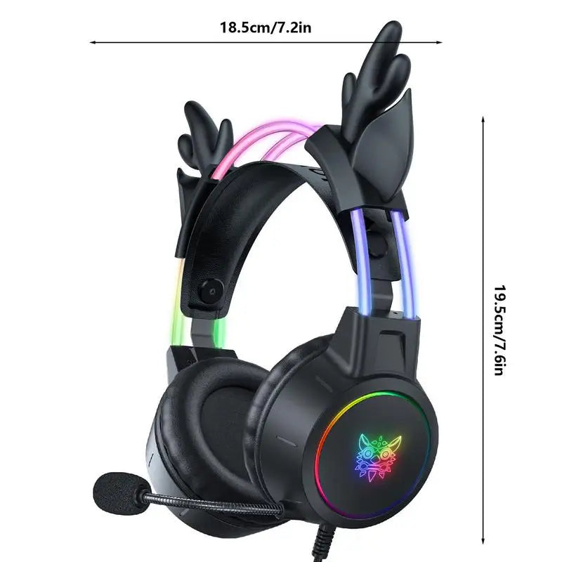 Headphones com orelhas de gato, luzes coloridas e microfone. Ideal para PC e Xbox.