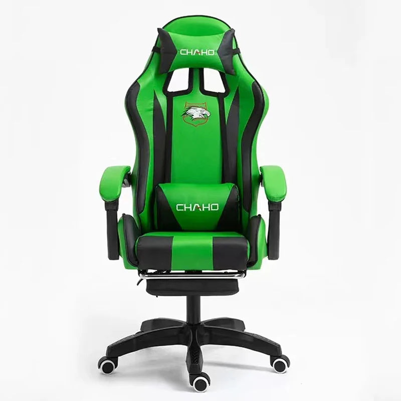 Cadeira Gamer Verde 2024, Couro PU, Giratória com Elevação, Ideal para Escritório e Quarto.