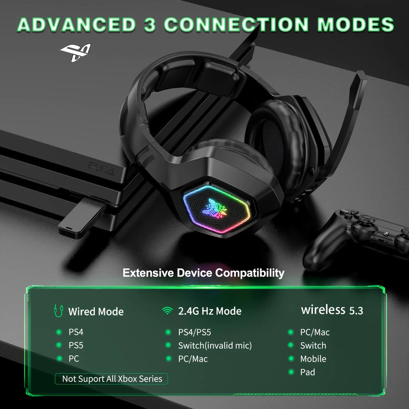 ONIKUMA B100 Headset Gamer Wireless 2.4GHz com Microfone, Som HiFi para PC, Laptop e Xbox