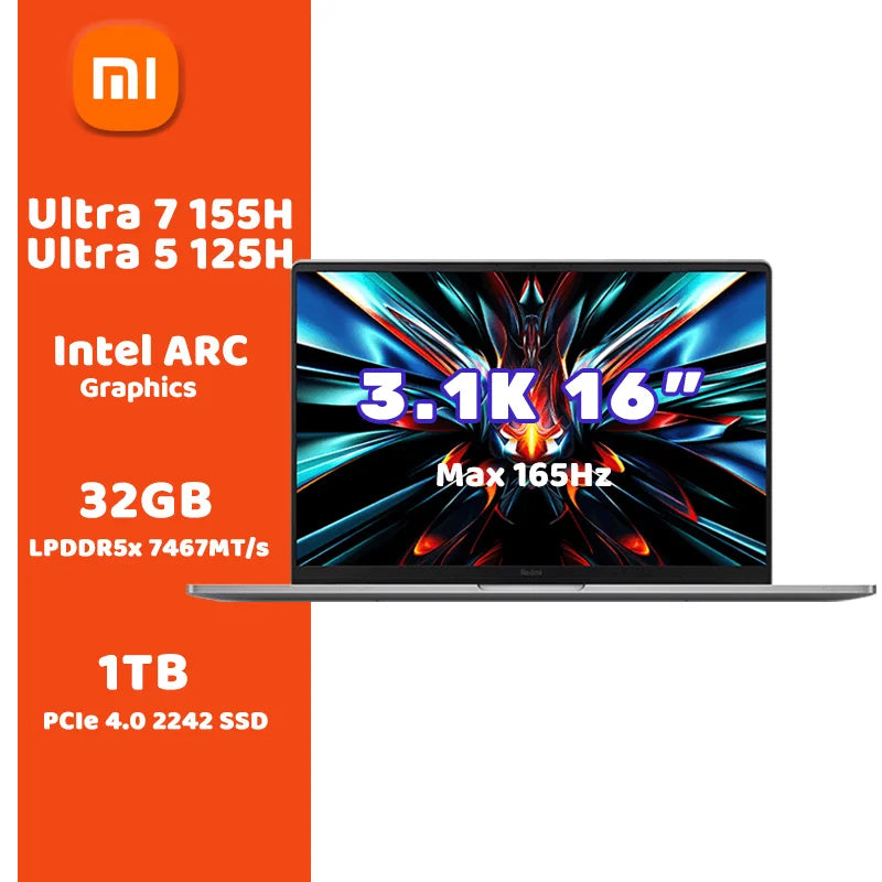 Xiaomi Redmi Book Pro 16, Intel Core Ultra 7, 32GB DDR5, 1TB SSD, 3.1K 165Hz, 2024