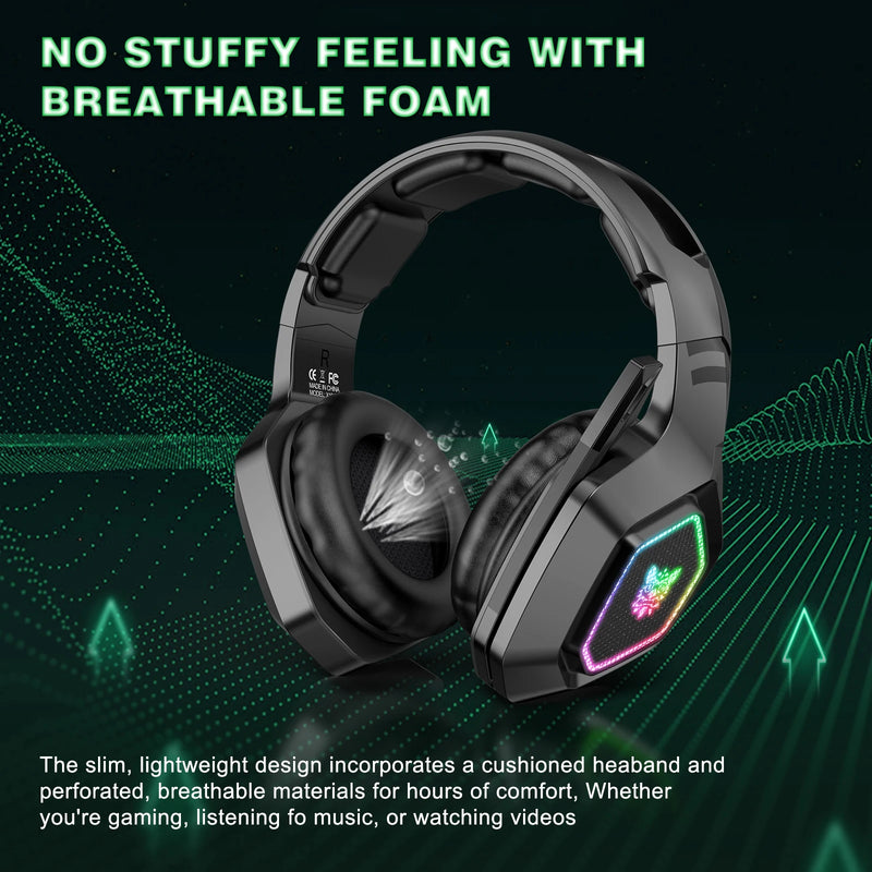 ONIKUMA B100 Headset Gamer Wireless 2.4GHz com Microfone, Som HiFi para PC, Laptop e Xbox