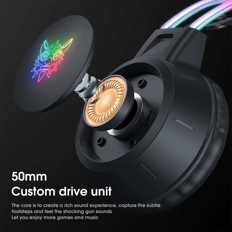 Fone de Ouvido Gamer ONIKUMA com Fio, Microfone HD, Som Surround, Alto-Falante de 50mm, Headset Over-Ear para PC Gamer.