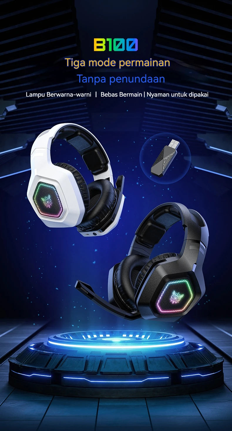 ONIKUMA B100 Headset Gamer Wireless 2.4GHz com Microfone, Som HiFi para PC, Laptop e Xbox