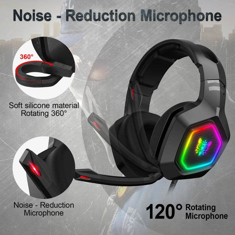 ONIKUMA K10 Headset Gamer Profissional Som Surround RGB Microfone 3.5MM com Fio para CS
, PC, XBOX, PS4.