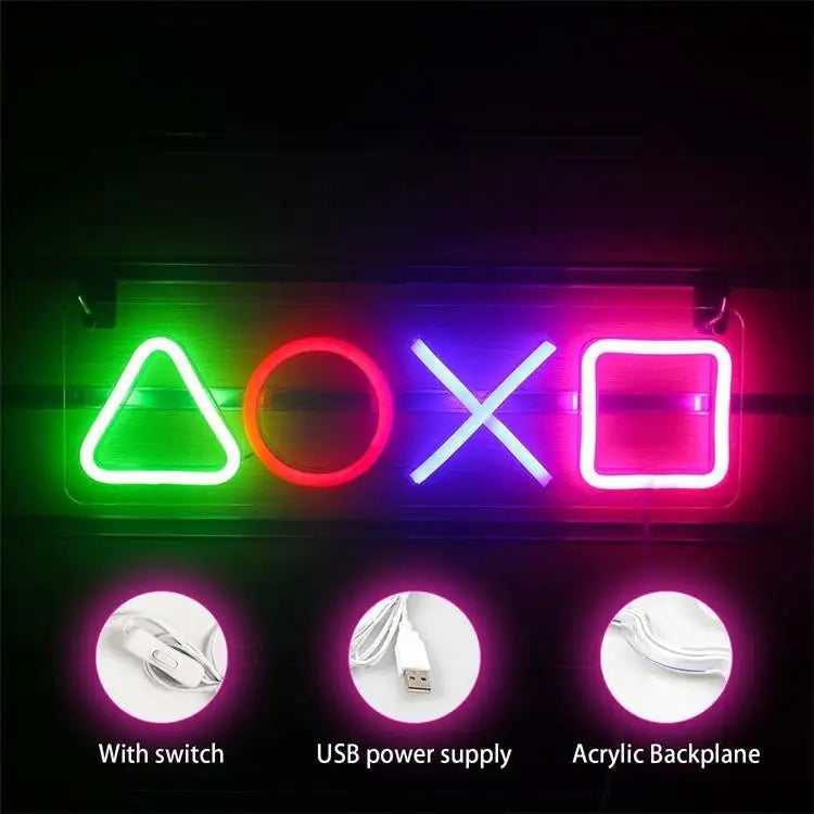 Luminária LED Personalizada Neon Game Icon para Parede