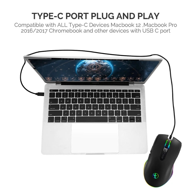 Mouse Laptop PC Computer Replacement Mouse Optical Gaming USB Mouse with RGB LED